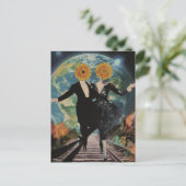 Ein glücklicher Couple Dance Surreal Collage Postkarte (Stehend Vorderseite)