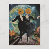 Ein glücklicher Couple Dance Surreal Collage Postkarte (Vorderseite)