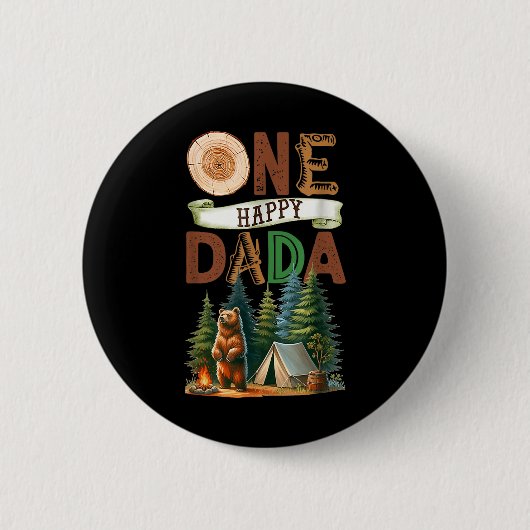 Ein glücklicher Dada-Camper zum ersten Geburtstag Button (Vorderseite)