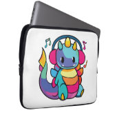 Ein glücklicher Drache mit Kopfhörern, der Musik h Laptopschutzhülle (Vorne Rechts)