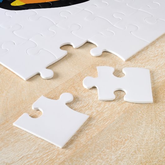 Ein glücklicher Drache mit Kopfhörern, der Musik h Puzzle (Seite)