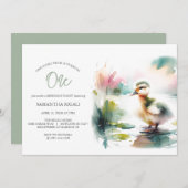 Ein glücklicher Enten zum Geburtstag Einladungen f (Vorne/Hinten)