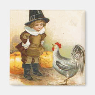 Ein glücklicher Erntedank-Pilger und Plymouth Rock Magnet