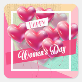Ein glücklicher Frauentag! Internationaler Urlaub Quadratischer Aufkleber