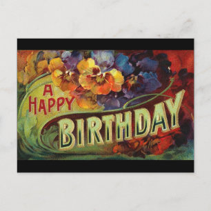 Ein glücklicher Geburtstag im Vintage-Look, bemalt Postkarte