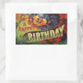Ein glücklicher Geburtstag Vintag gestrichen Rechteckiger Aufkleber (Tasche)