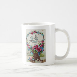 Ein glücklicher Geburtstagskorb und Taube Kaffeetasse