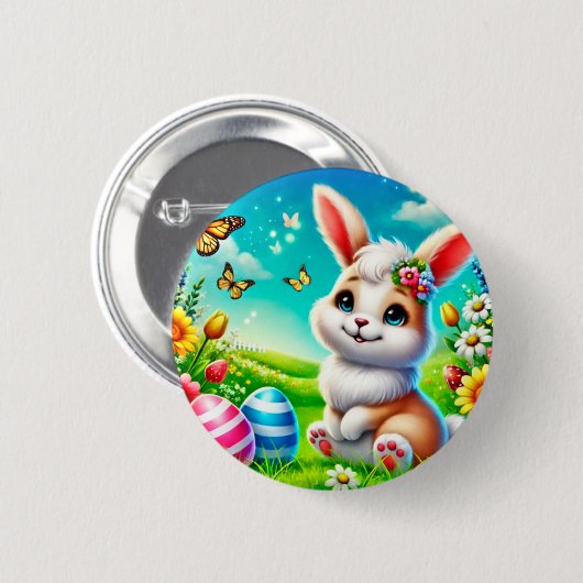 Ein glücklicher Hase Button (Vorne & Hinten)