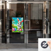 Ein glücklicher Hase Fensteraufkleber (Büro Tür)