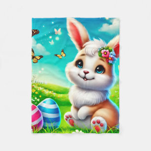 Ein glücklicher Hase Fleecedecke