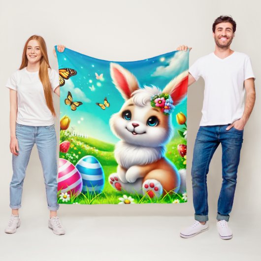 Ein glücklicher Hase Fleecedecke (Beispiel)