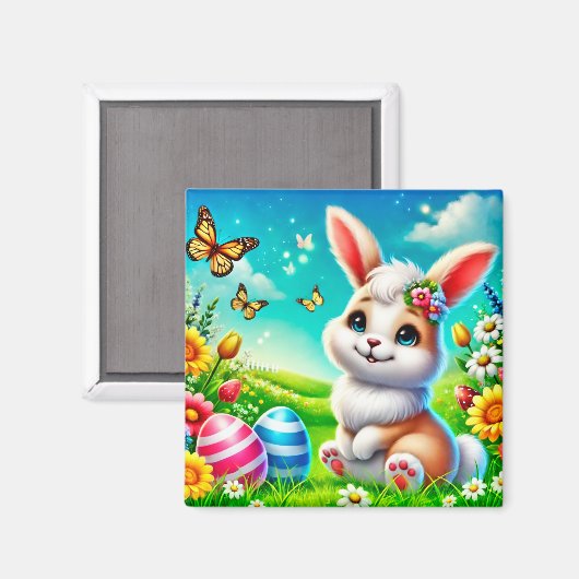 Ein glücklicher Hase Magnet (Vorderseite/Rückseite)