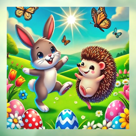 Ein glücklicher Hase und Igel Fensteraufkleber (Blatt 3)