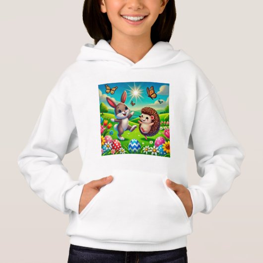 Ein glücklicher Hase und Igel Hoodie (Vorderseite)