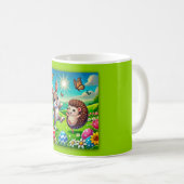 Ein glücklicher Hase und Igel Kaffeetasse (VorderseiteRechts)