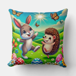 Ein glücklicher Hase und Igel Kissen