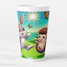 Ein glücklicher Hase und Igel Milchtasse