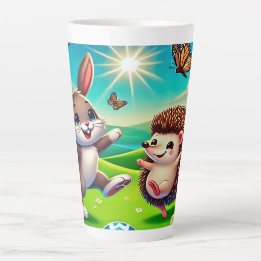 Ein glücklicher Hase und Igel Milchtasse (Vorderseite)