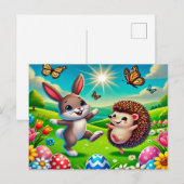 Ein glücklicher Hase und Igel Postkarte (Vorne/Hinten)