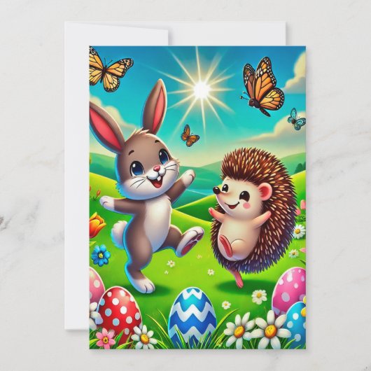 Ein glücklicher Hase und Igel Save The Date (Vorderseite)