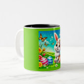 Ein glücklicher Hasse Zweifarbige Tasse (Vorderseite Links)