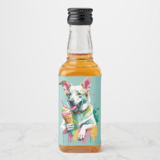 Ein glücklicher Hund, der ein Eis isst Alkoholflaschenetikett