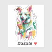 Ein glücklicher Hund, der ein Eis isst Aufkleber (Blatt)