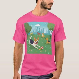 ein glücklicher Hund in einem Park mit seinen Freu T-Shirt