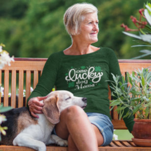 Ein glücklicher Hund Mama Clover Paw Green Long Sl T-Shirt