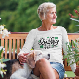 Ein glücklicher Hund Mama Klee Paw Weiße lange Sch T-Shirt