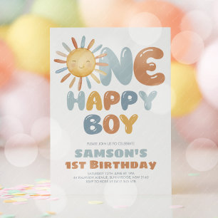 Ein glücklicher Junge Sonn 1. Geburtstag Einladung