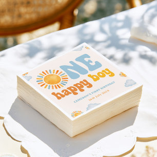 Ein glücklicher Junge Sonnenschein 1. Geburtstag Serviette