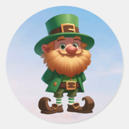 Ein glücklicher Kobold am St. Patrick's Day Runder Aufkleber