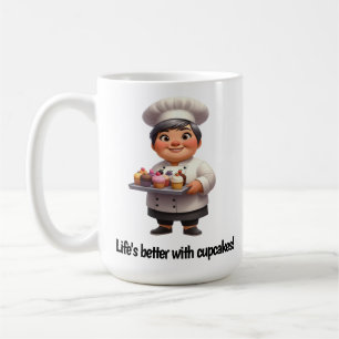 Ein glücklicher Koch für die Kamera Kaffeetasse