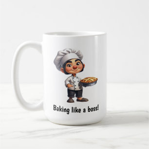 Ein glücklicher Koch für die Kamera Kaffeetasse