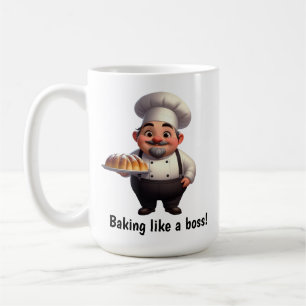 Ein glücklicher Koch für die Kamera Kaffeetasse