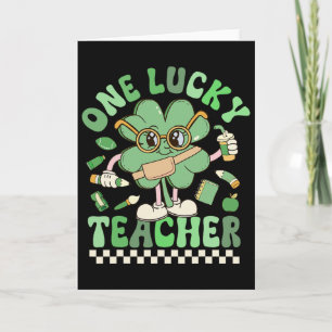 Ein glücklicher Lehrer Groovy Shamrock Lustiger St Karte