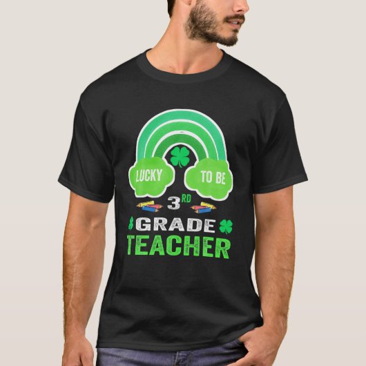Ein glücklicher Lehrer Rainbow St Patricks zum Glü T-Shirt (Vorderseite)