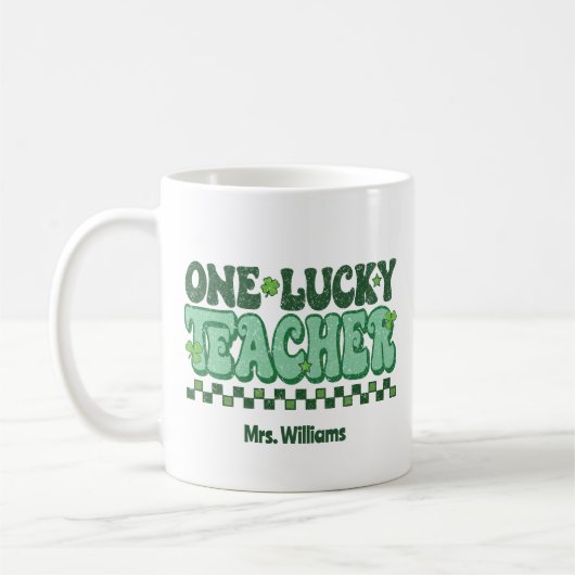 Ein glücklicher Lehrer St. Patrick's Day Kaffeetasse (Links)