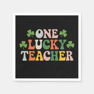 Ein glücklicher Lehrer unterrichtet Retro St. Patr Serviette