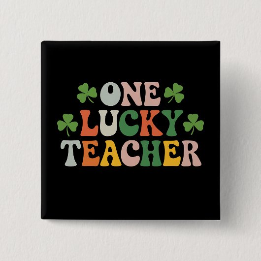 Ein glücklicher Lehrer unterrichtet Retro St Patri Button (Vorderseite)