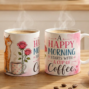 Ein glücklicher Morgen beginnt mit Kaffee – Süße K Kaffeetasse
