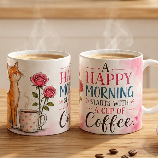 Ein glücklicher Morgen beginnt mit Kaffee – Süße K Kaffeetasse