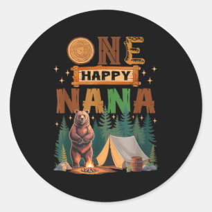 Ein glücklicher Nana-Camper 1. Geburtstag Camng Bä Runder Aufkleber