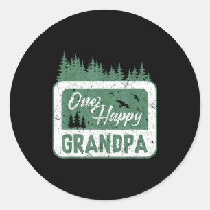 Ein glücklicher Opa-Camper 1. Geburtstag Camng Bär Runder Aufkleber
