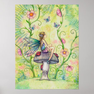 Ein glücklicher Ort Blume Fairy und Ladybugs Art Poster
