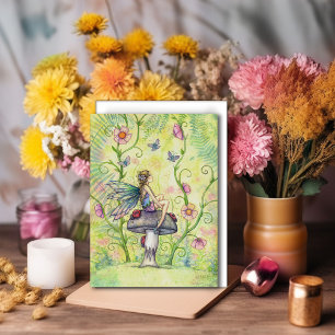 Ein glücklicher Ort Garten Blumen Fee Fantasy Kuns Postkarte
