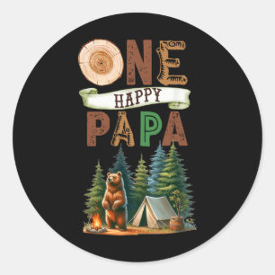 Ein glücklicher Papa Camper zum ersten Geburtstag Runder Aufkleber
