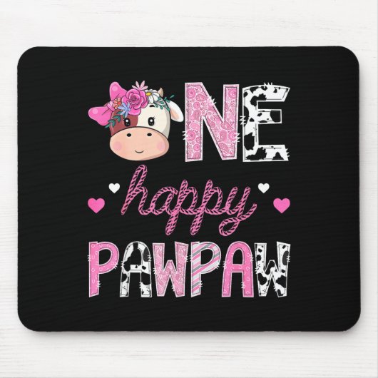 Ein glücklicher Papaya 1. Geburtstag Mädchen rosa  Mousepad (Vorne)
