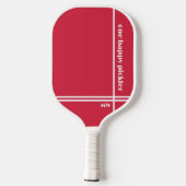 Ein glücklicher Pickler Red White Initials Funny Pickleball Schläger (Rückseite)